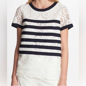NWT- Karl Lagerfeld striped lace blouse